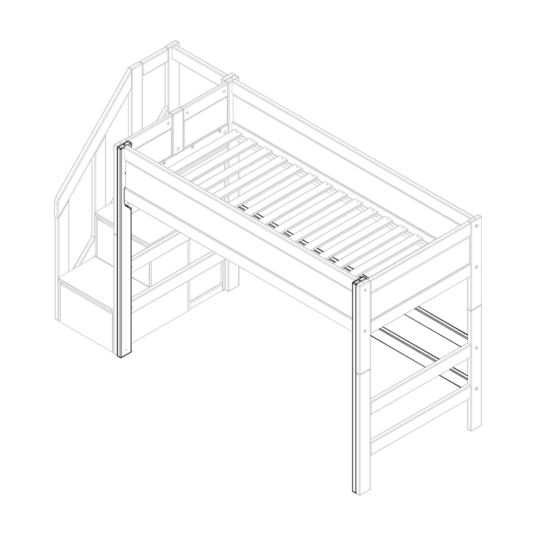 Parts for low loft bed with entrance