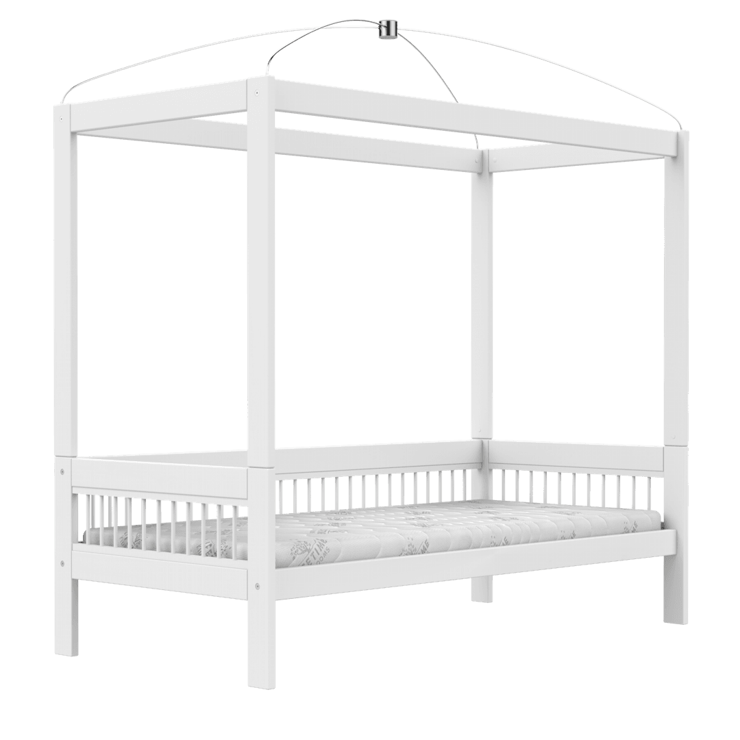 LIFETIME Kidsrooms white canopy bed frame – minimalist design for customizable children’s rooms