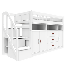 Load image into Gallery viewer, ALL-IN-ONE low loft bed with stepladder 152 cm
