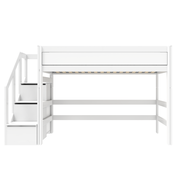 Low loft bed with stepladder