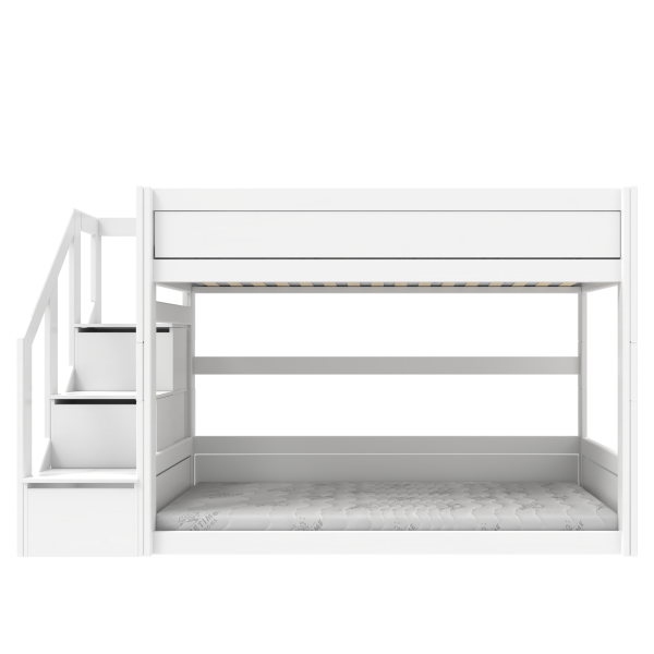 Low bunk bed with stepladder