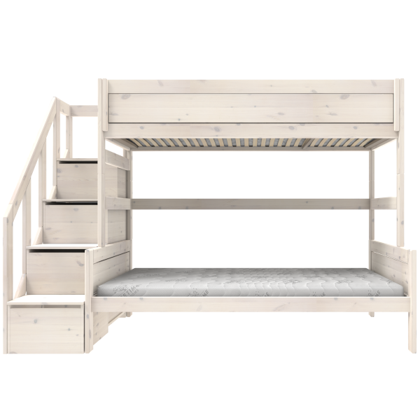 Family bunk bed with stepladder 120 x 200 & 90 x 200 cm