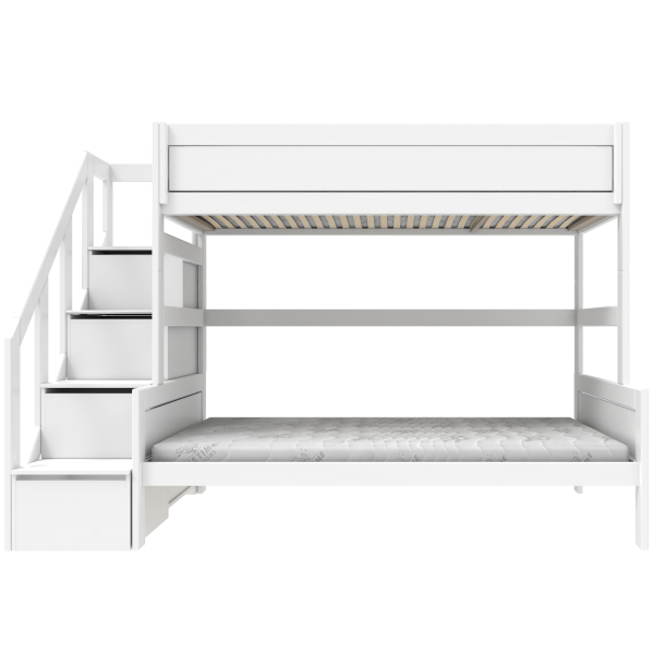 Family bunk bed with stepladder 120 x 200 & 90 x 200 cm
