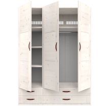 Load image into Gallery viewer, Wardrobe with shelves, clothes rail and drawers, 150 cm
