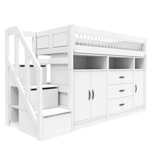 Indlæs billede til gallerivisning LIFETIME Kidsrooms Bed ALL-IN-ONE low loft bed with stepladder 152 cm
