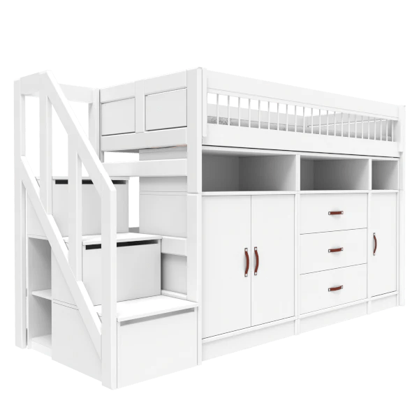 LIFETIME Kidsrooms Bed ALL-IN-ONE low loft bed with stepladder 152 cm