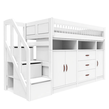 LIFETIME Kidsrooms Bed ALL-IN-ONE low loft bed with stepladder 152 cm