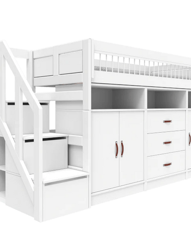 LIFETIME Kidsrooms Bed ALL-IN-ONE low loft bed with stepladder 152 cm