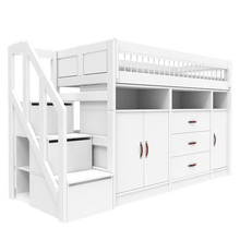 Lade das Bild in den Galerie-Viewer, LIFETIME Kidsrooms Bed ALL-IN-ONE low loft bed with stepladder 152 cm - Breeze
