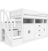 LIFETIME Kidsrooms Bed ALL-IN-ONE low loft bed with stepladder 152 cm - Breeze