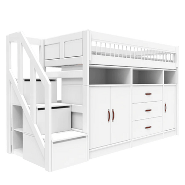 LIFETIME Kidsrooms Bed ALL-IN-ONE low loft bed with stepladder 152 cm - Breeze