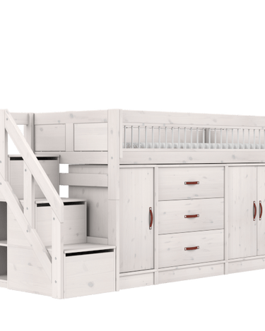 LIFETIME Kidsrooms Bed ALL-IN-ONE semi high bed with stepladder