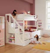 LIFETIME Kidsrooms Bed Family Bunk Bed with Staircase 90/120x200 cm