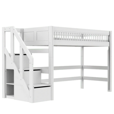 LIFETIME Kidsrooms Bed High Sleeper Bed 152 cm with Staircase - Breeze