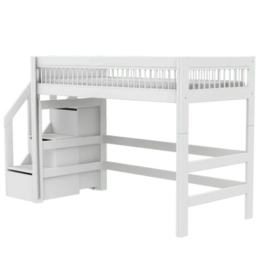 LIFETIME Kidsrooms Bed High Sleeper Bed 152 cm with Staircase - Breeze