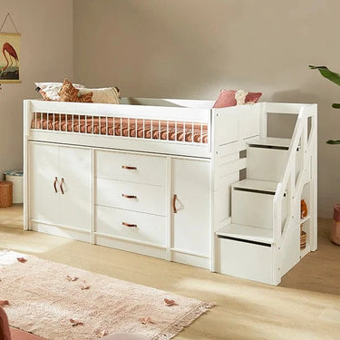 LIFETIME Kidsrooms Bed Mid Sleeper Bed incl. All-in-one Storage, 128 cm