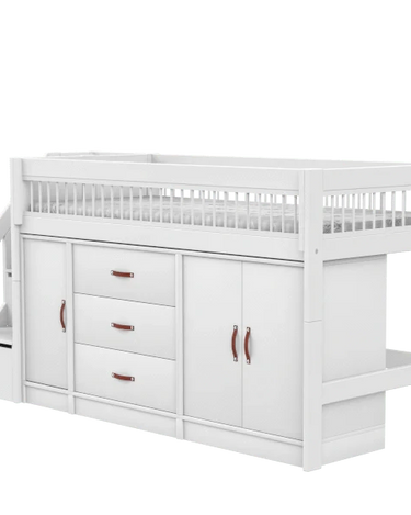 LIFETIME Kidsrooms Bed Mid Sleeper Bed incl. All-in-one Storage, 128 cm - Breeze