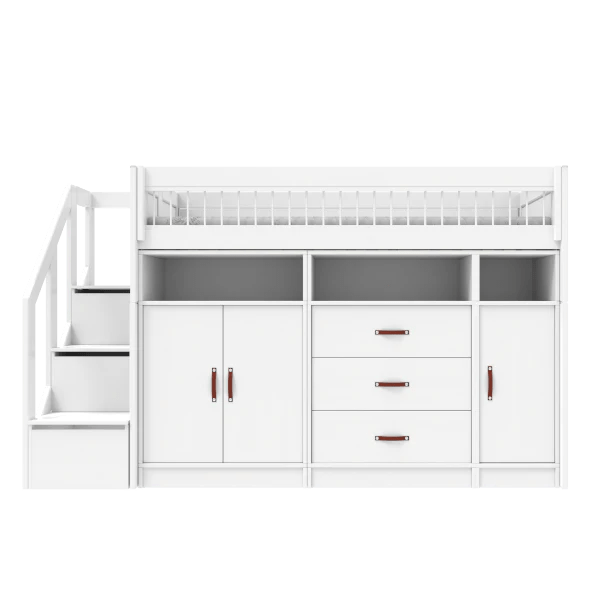 LIFETIME Kidsrooms Bed White / Standard (16) High Sleeper Bed incl. All-in-one Storage, 152 cm