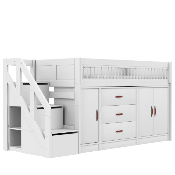 LIFETIME Kidsrooms Bed White / Standard (16) Mid Sleeper Bed incl. All-in-one Storage, 128 cm