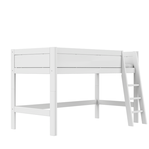 LIFETIME Kidsrooms Bed White / Standard (16) Semi high bed with slanted ladder