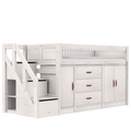 LIFETIME Kidsrooms Bed Whitewash / Standard (16) Mid Sleeper Bed incl. All-in-one Storage, 128 cm