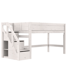 Lade das Bild in den Galerie-Viewer, LIFETIME Kidsrooms Bed Whitewash / Standard (16) Mid Sleeper Bed with Staircase, 128 cm
