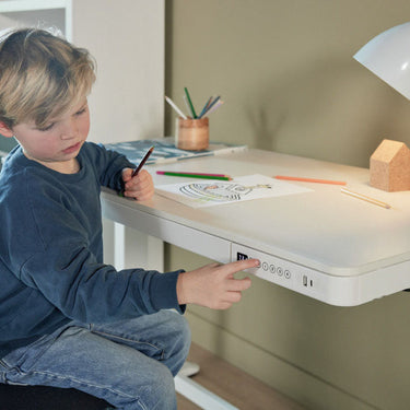 LIFETIME Kidsrooms Desk White Electrical Adjustable Desk with Drawer and USB