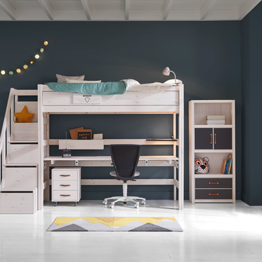 LIFETIME Kidsrooms High Sleeper Bed 177 with Staircase 120x200 cm