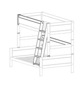 LIFETIME Kidsrooms Rebuild Part White / Top 90 cm / Bottom 120 cm Ladder and parts for family bunkbed