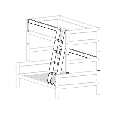 LIFETIME Kidsrooms Rebuild Part White / Top 90 cm / Bottom 120 cm Ladder and parts for family bunkbed