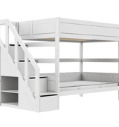 LIFETIME Kidsrooms White / Premium Bunk Bed with Staircase 120x200 cm