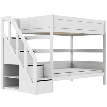 LIFETIME Kidsrooms White / Premium Bunk Bed with Staircase 120x200 cm