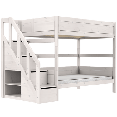 LIFETIME Kidsrooms Whitewash / Premium Bunk Bed with Staircase 120x200 cm