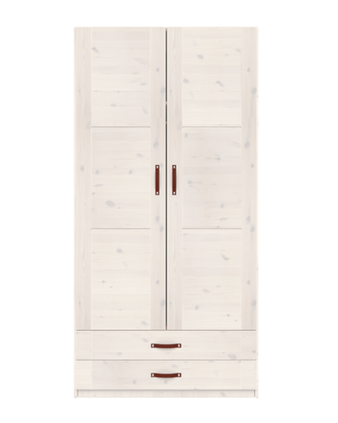 LIFETIME Kidsrooms Whitewash Wardrobe with clothes rail and 2 drawers, 100 cm