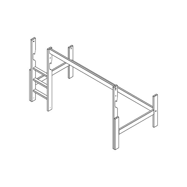 Frame and straigh ladder for semi high beds