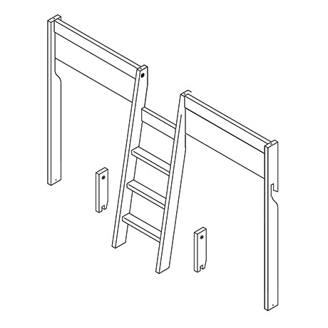 Schuine ladder, fronten en onderdelen voor 4-in-1 bedden