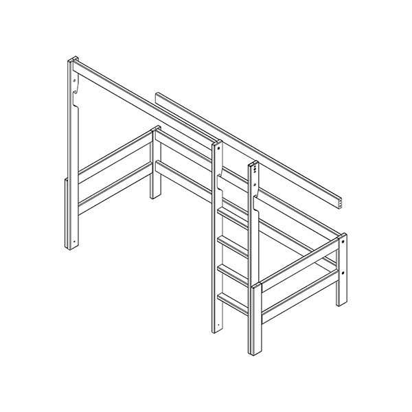 Frame, rechte ladder en onderdelen voor hoogslaper