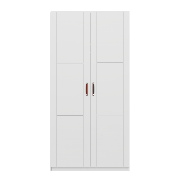 Kleiderschrank mit 2 Türen und Kleiderstange, 100 cm