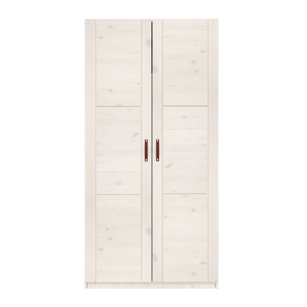 Wardrobe with 2 doors, shelves and hanging bar, 100 cm