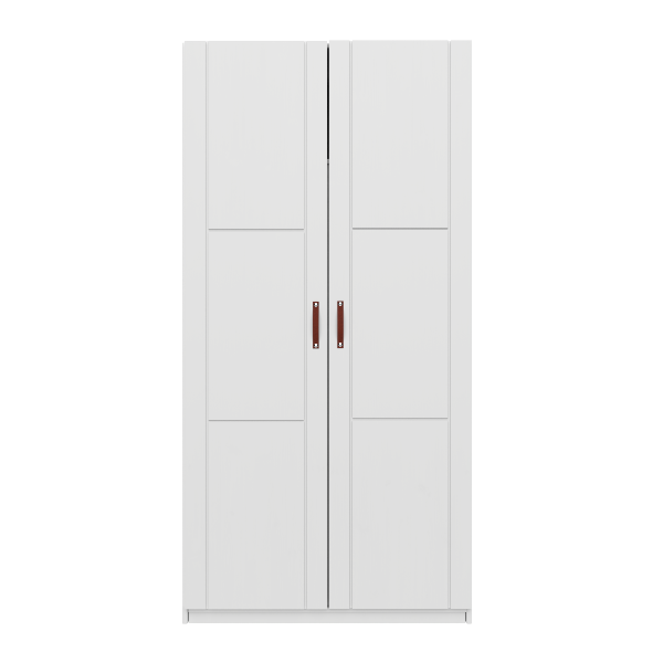 Armoire avec 2 portes, étagères et barre suspendue, 100 cm