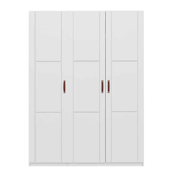 Kleiderschrank mit 3 Türen, Einlegeböden und Kleiderstange, 150 cm